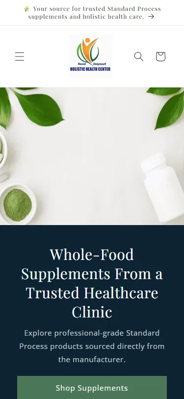 Rassel-Daigneault supplement shop on mobile — responsive Shopify build with trust signals, product discovery, and mobile checkout