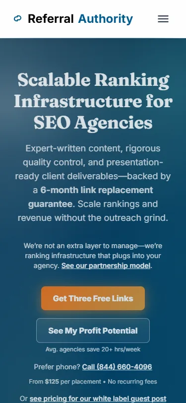 Referral Authority mobile launch snapshot